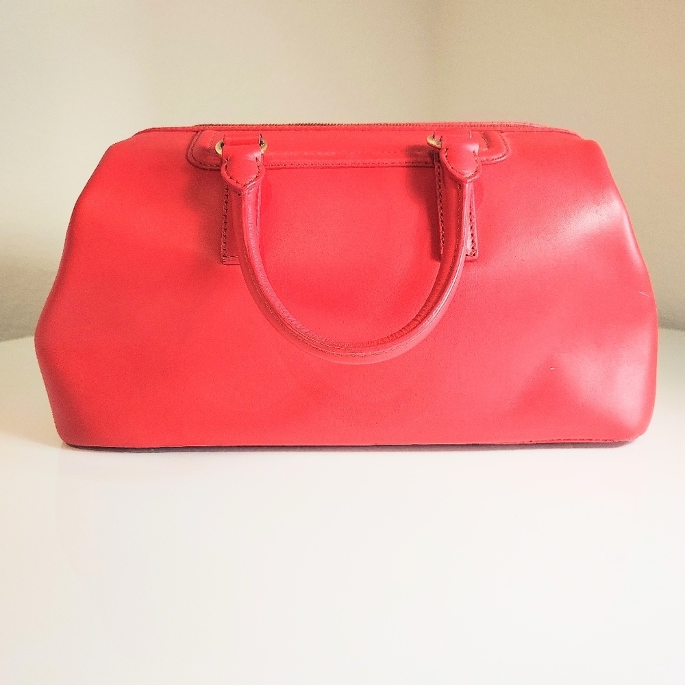 Talbots Red Structured Leather Satchel Handbag